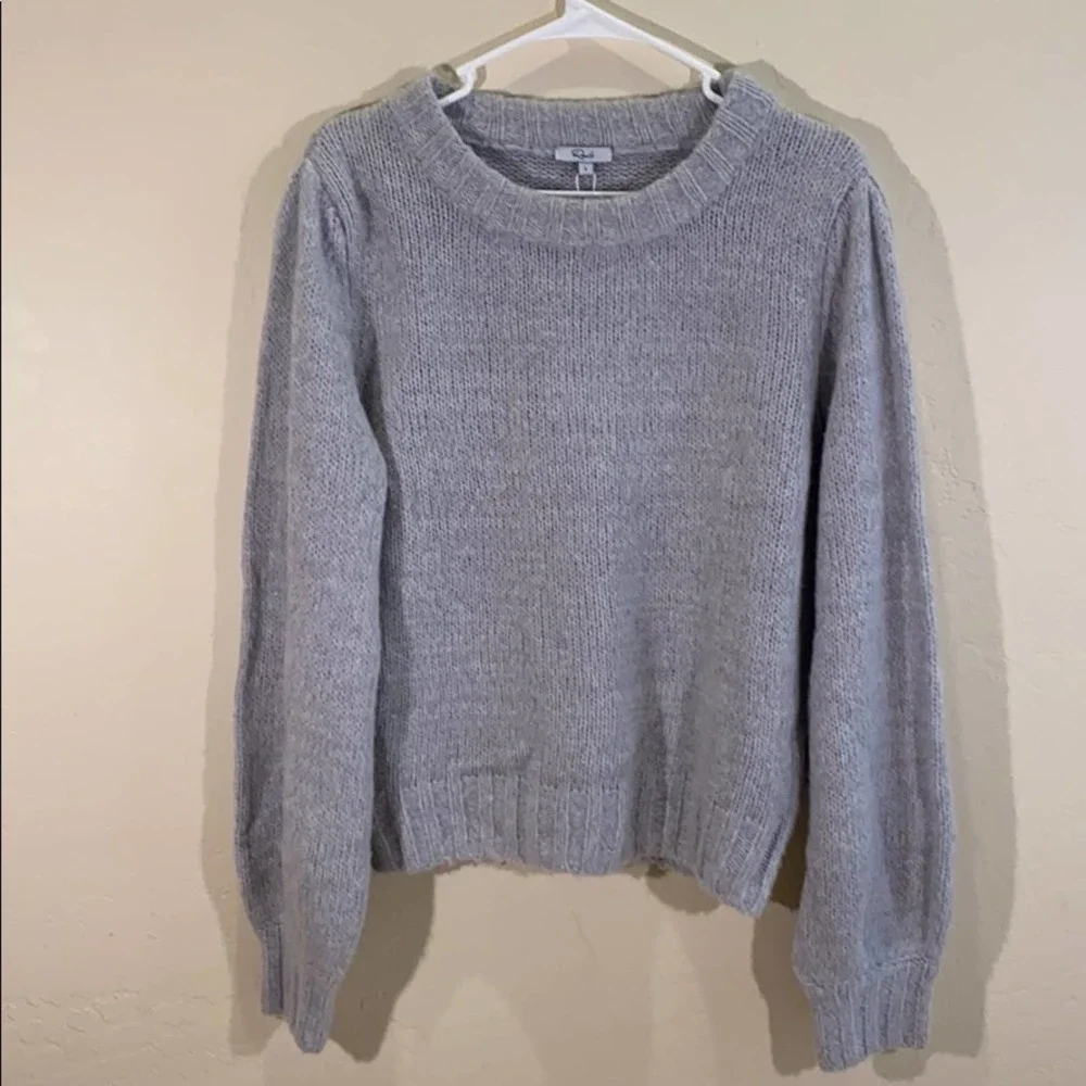 Rails Sybil Puff Sleeve Wool Cashmere Alpaca Blend Grey Sweater SIZE: L